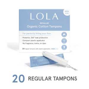 LOLA Organic Cotton Tampons w/ Applicator, Regular - 20ct